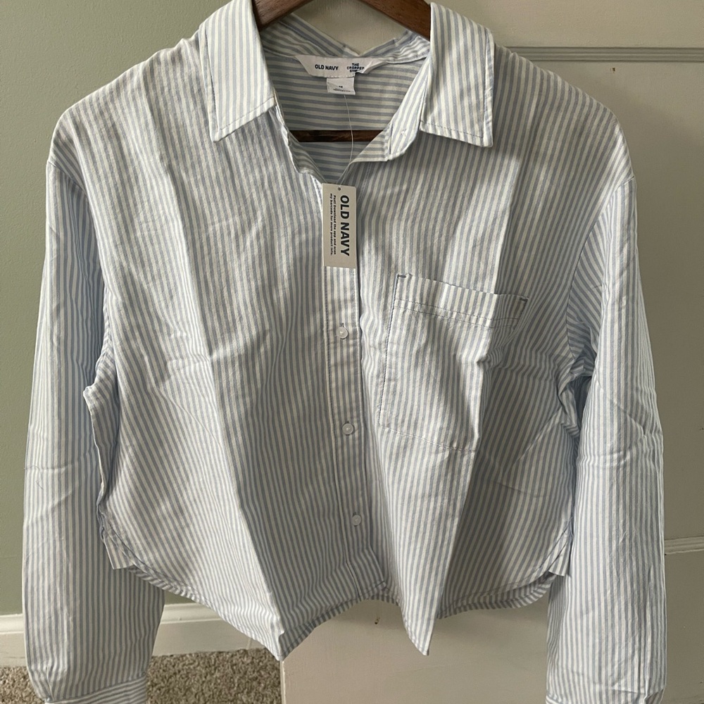 Old Navy Cropped Striped Button Down Shirt